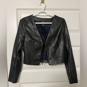 Black leather long sleeve shirt